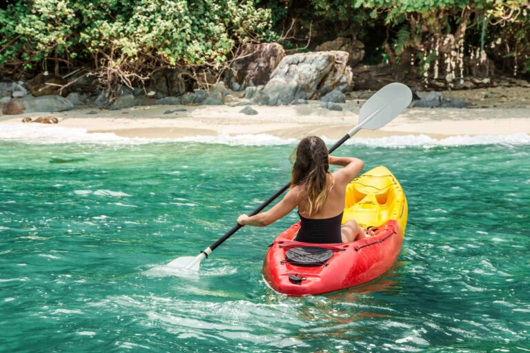 a girl on a canoe