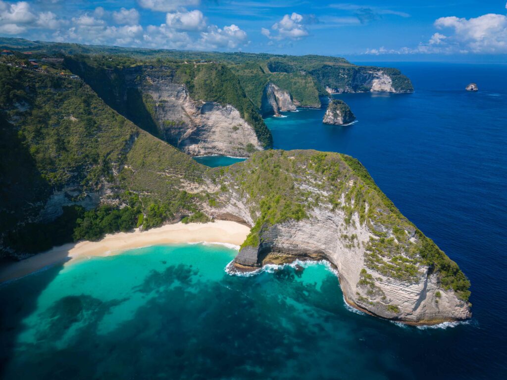 Aerial view of T rex beach, Nusa Penida, Bali, Indonesia