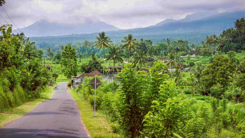 Rural road in Sediment District, Bali Island, Indonesia