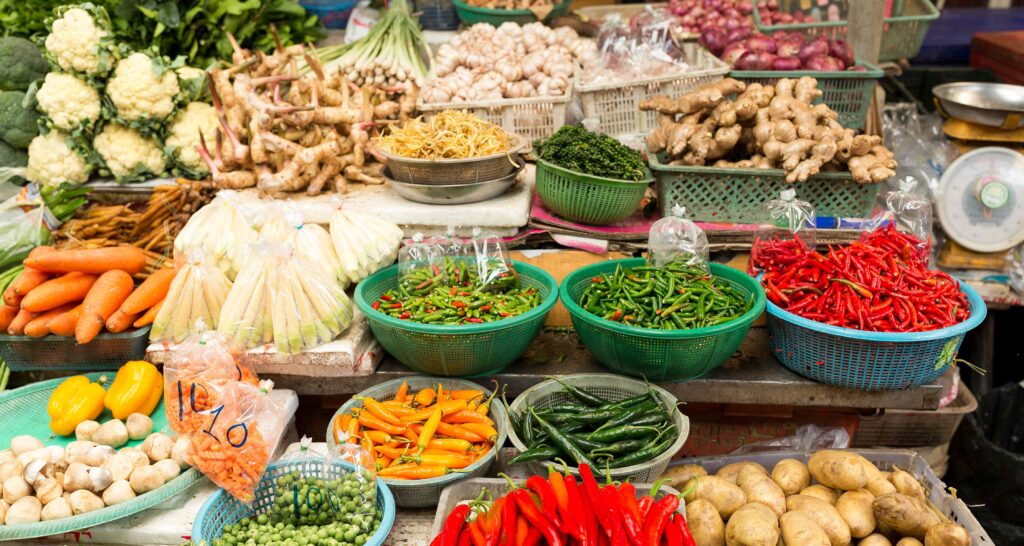 Street market with variety vegetable