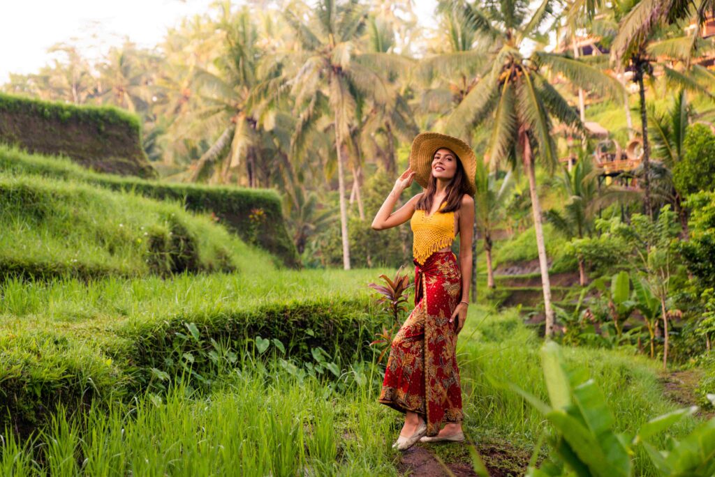 Woman at Tegalalang rice terrace in Bali