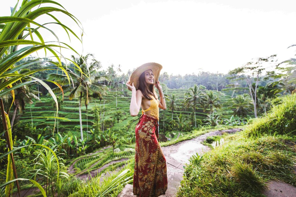 Woman at Tegalalang rice terrace in Bali