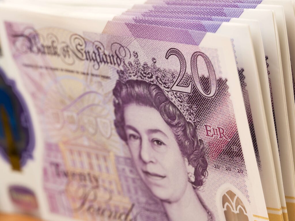 English money Pounds a business background