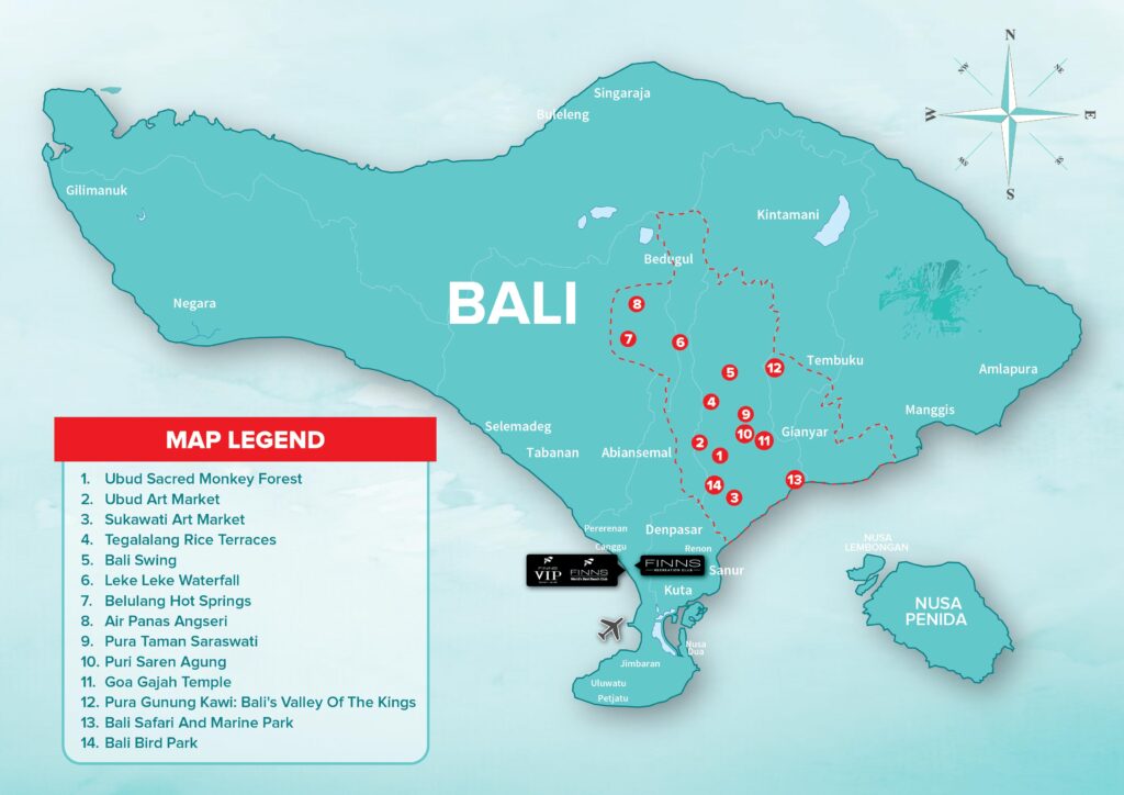 Central Bali FINNS BALI MAP