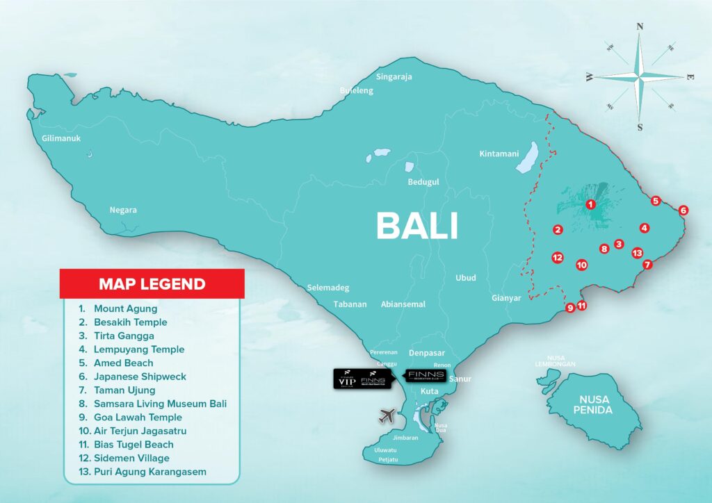 East Bali FINNS BALI MAP