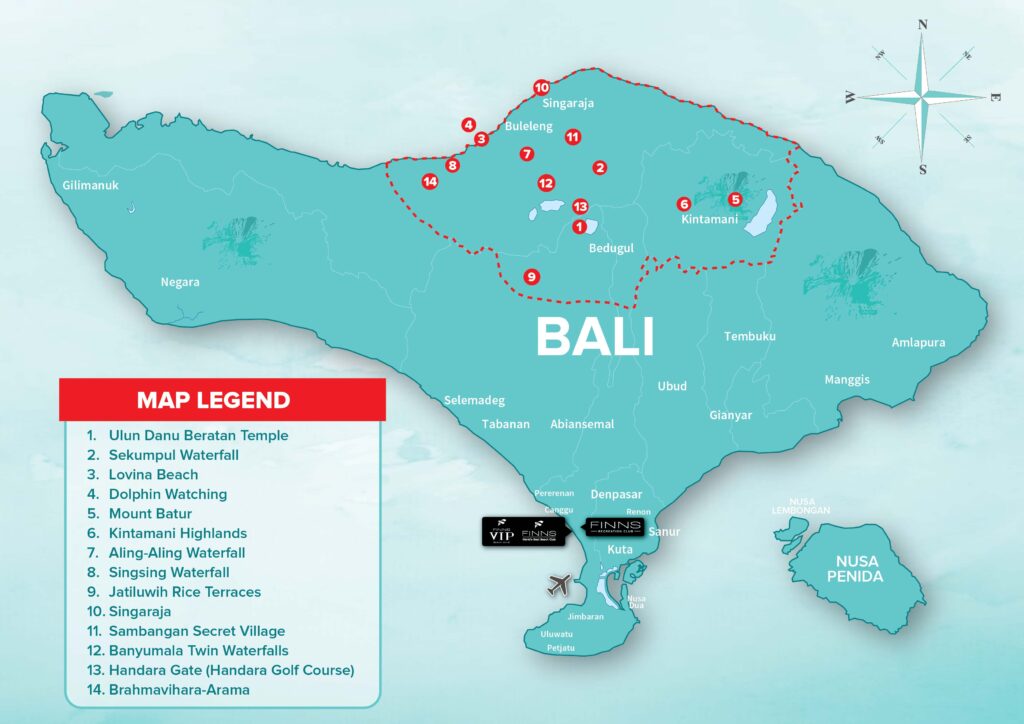 North Bali FINNS BALI MAP