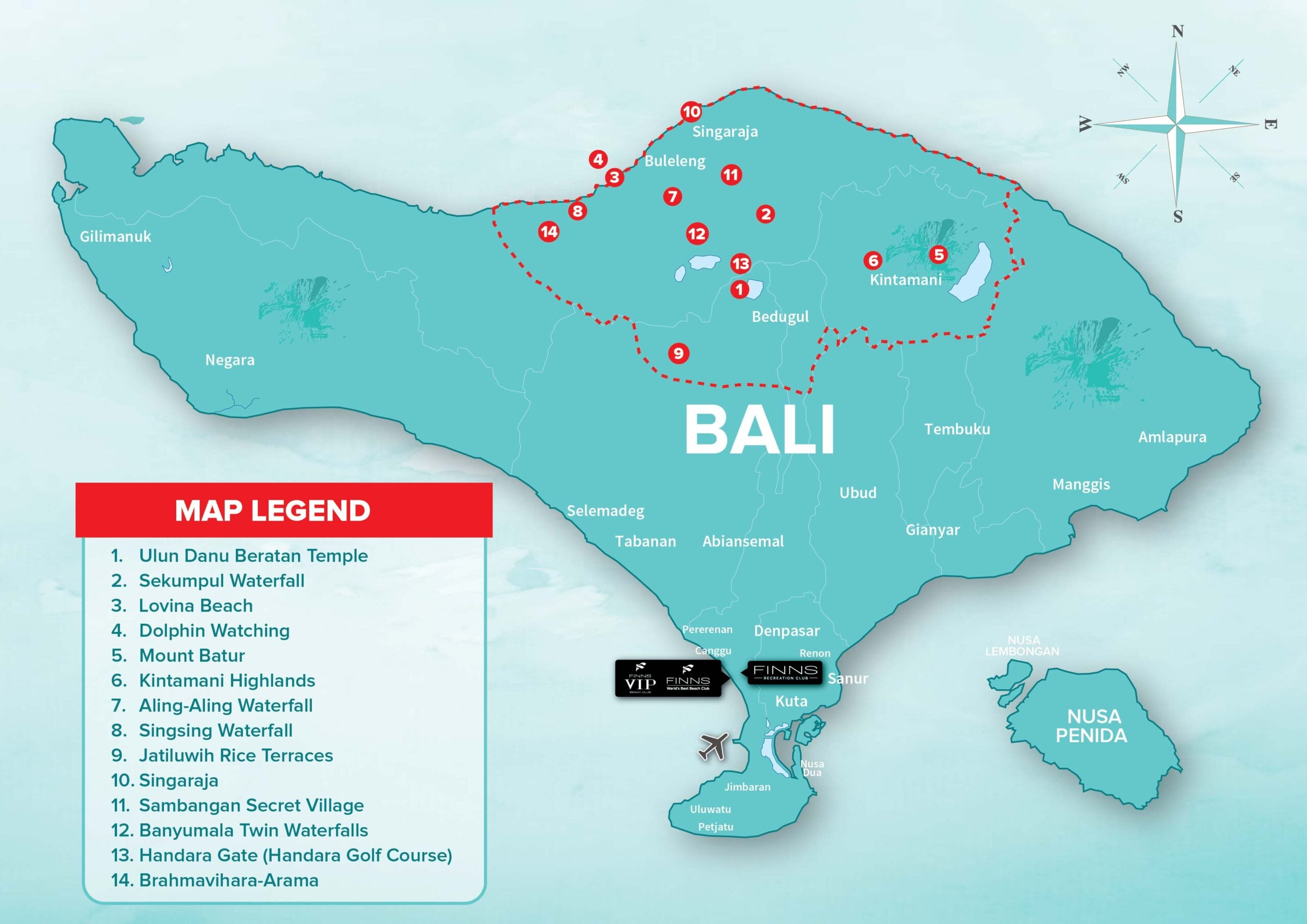 North Bali FINNS BALI MAP