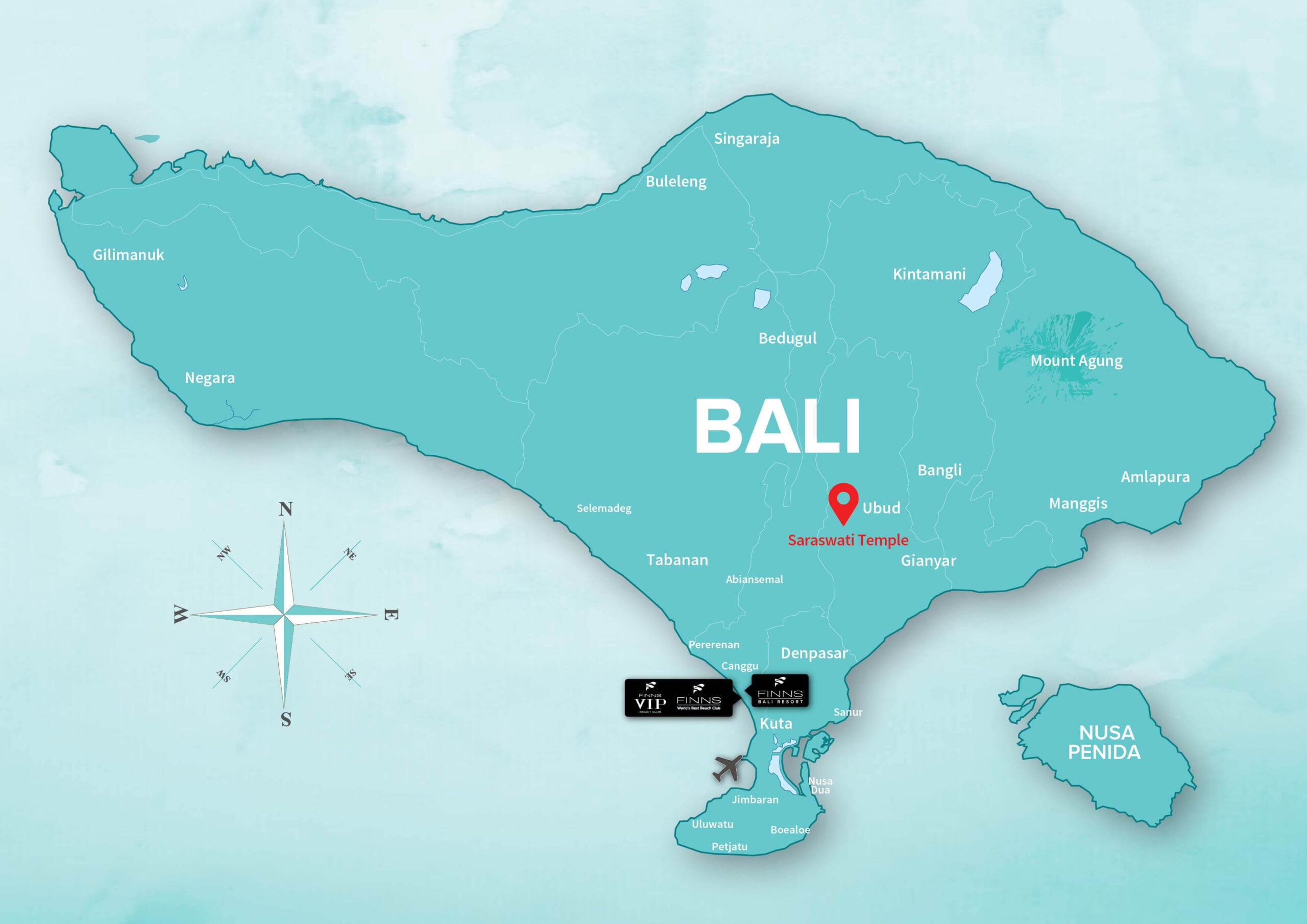 Saraswati Temple FINNS BALI MAP