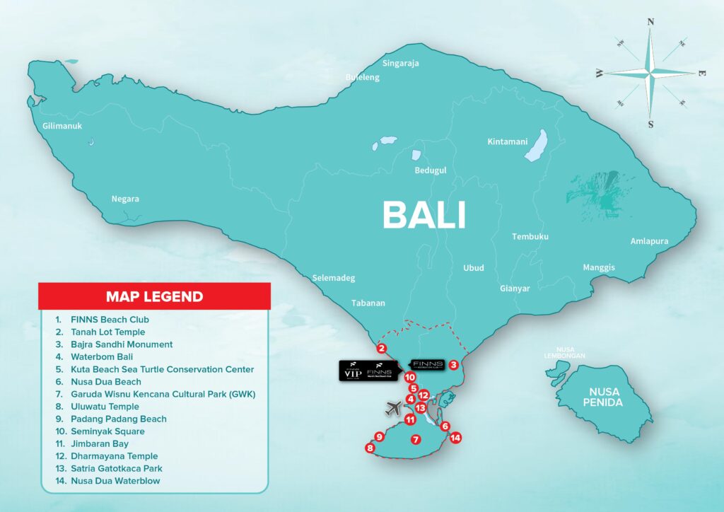 South Bali FINNS BALI MAP