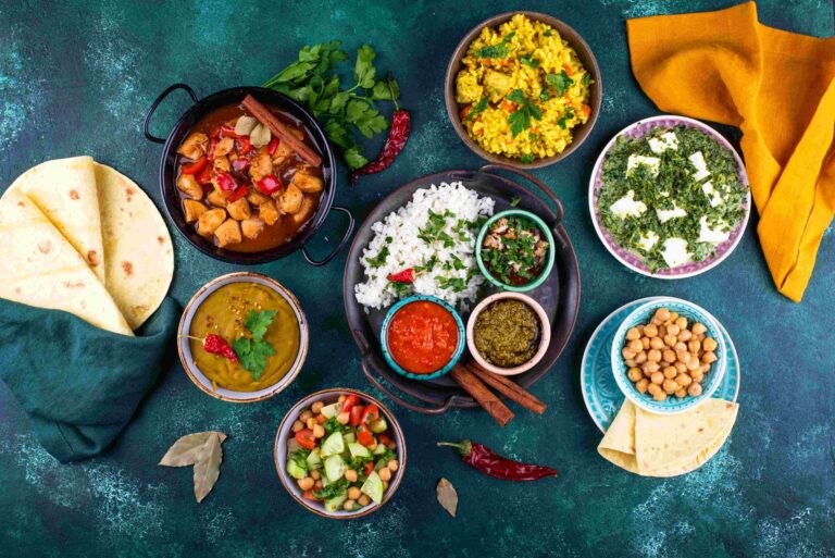 Assorted of traditional Indian food