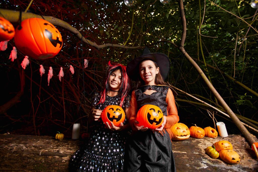 Two girls at the spooky party