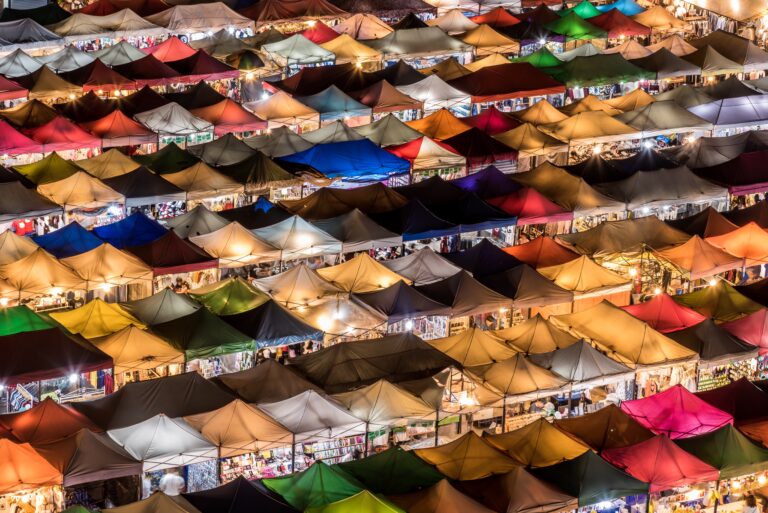 view of the colorful tents at the new rot fai nigh 2023 11 27 05 05 49 utc