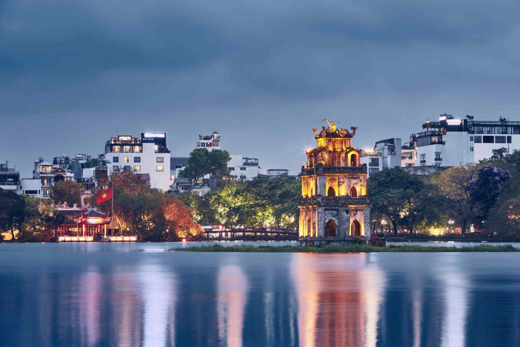 Old quarter of Hanoi at dusk vietnam