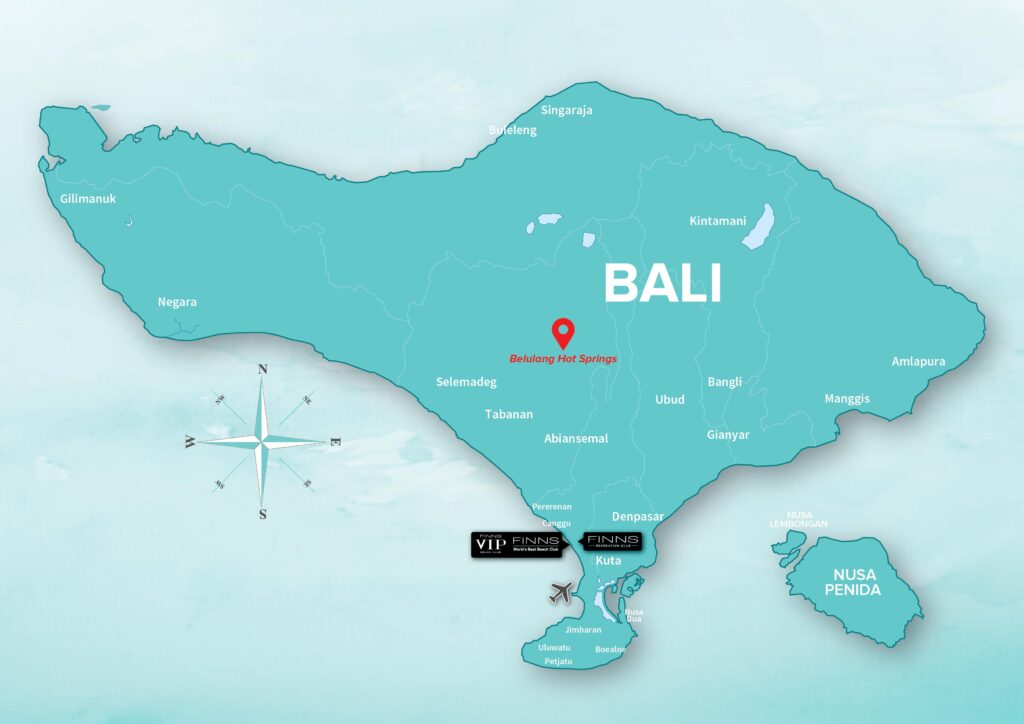 Belulang Hot Springs FINNS BALI MAP