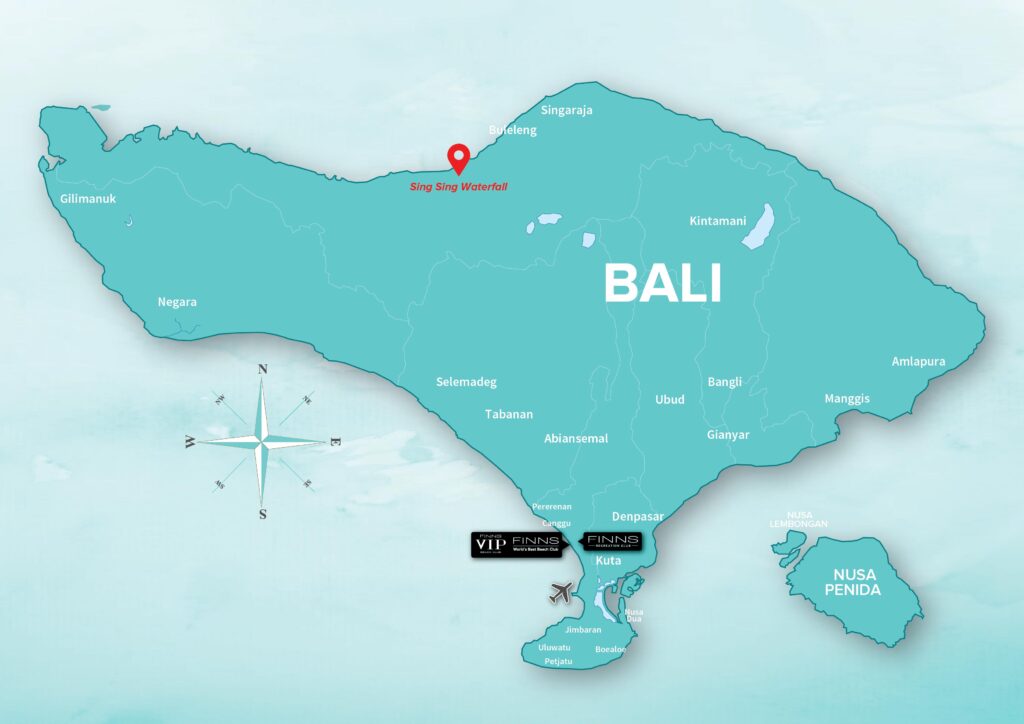 Sing Sing Waterfall FINNS BALI MAP