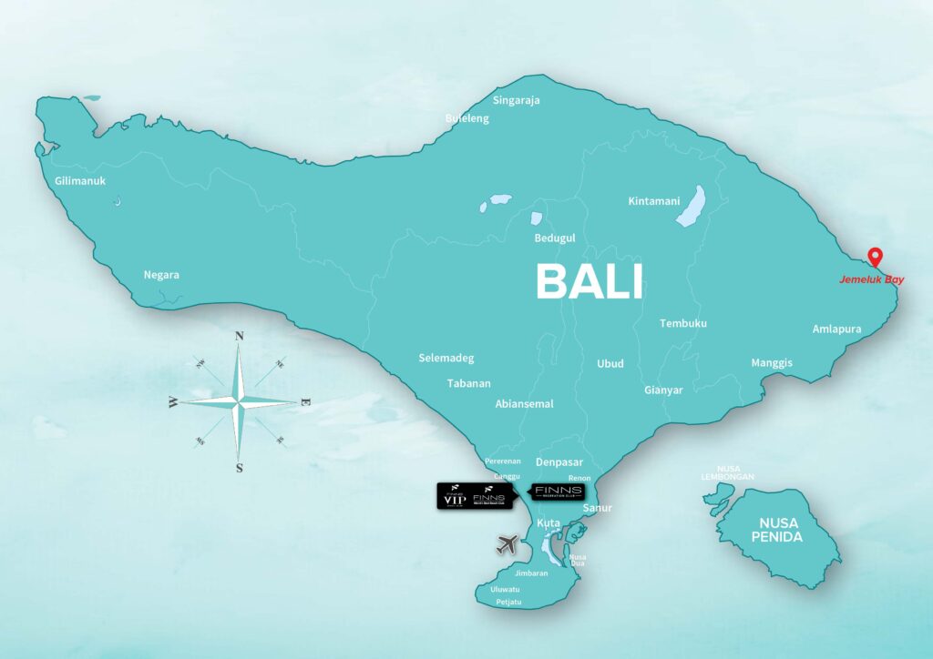 Jemeluk Bay FINNS BALI MAP