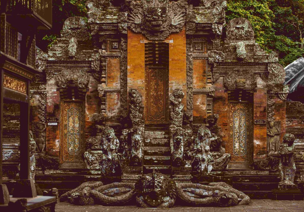 Statue in the sacred Monkey Forest, Ubud, Bali