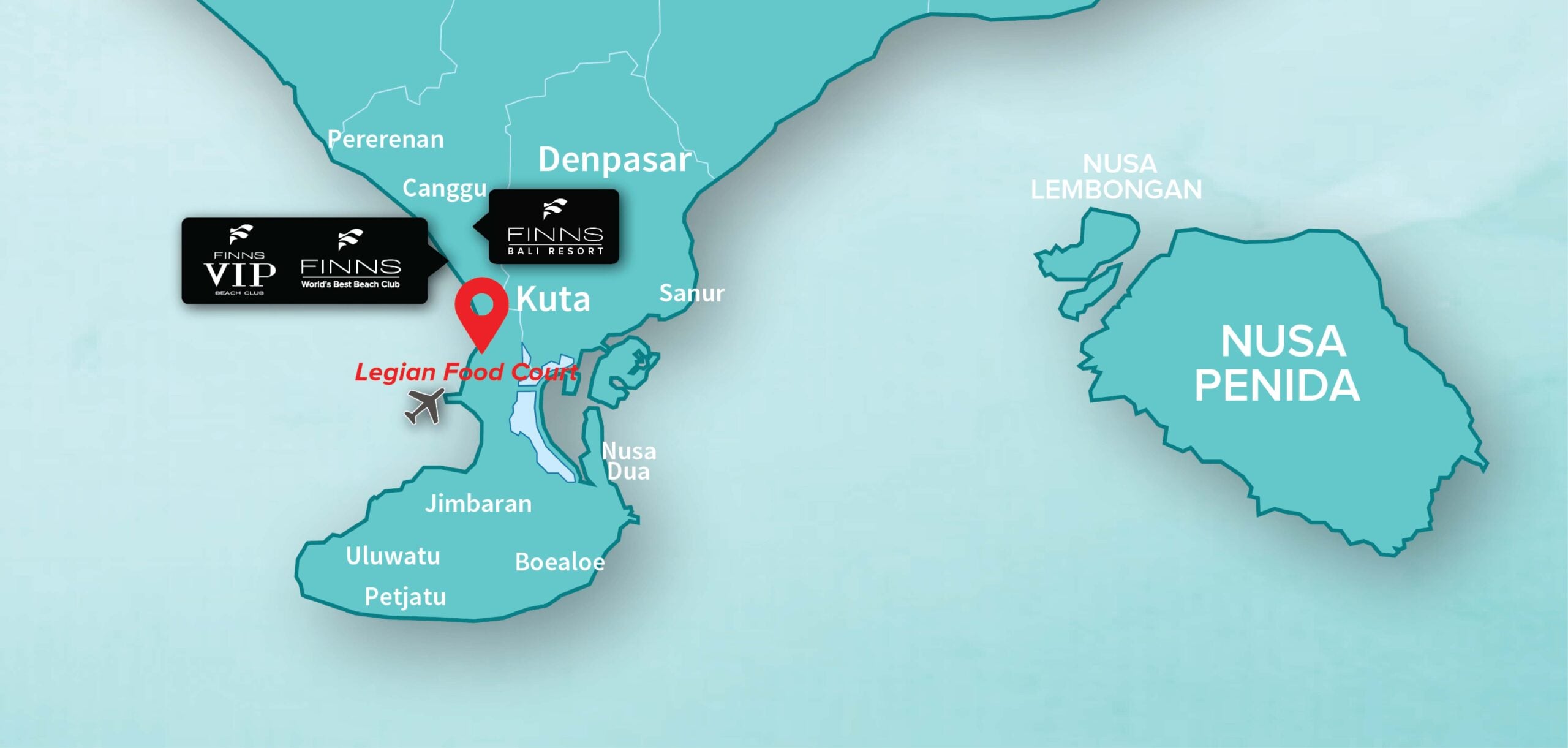 Legian Food Court FINNS BALI MAP