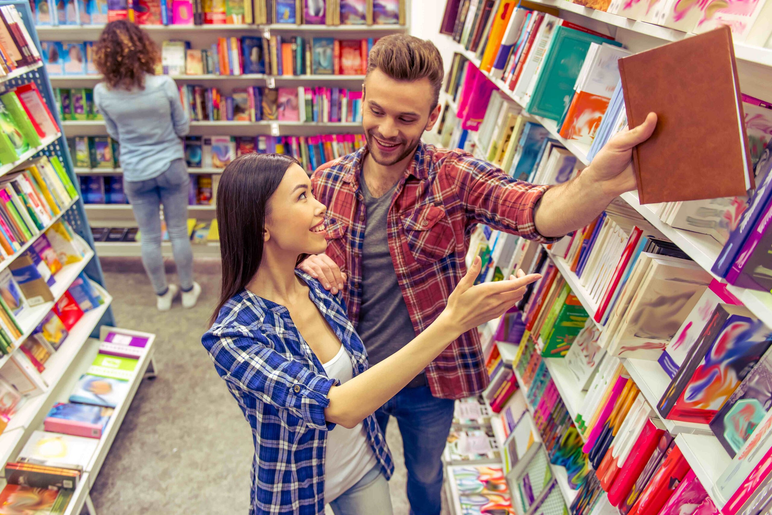 Young people at the book shop