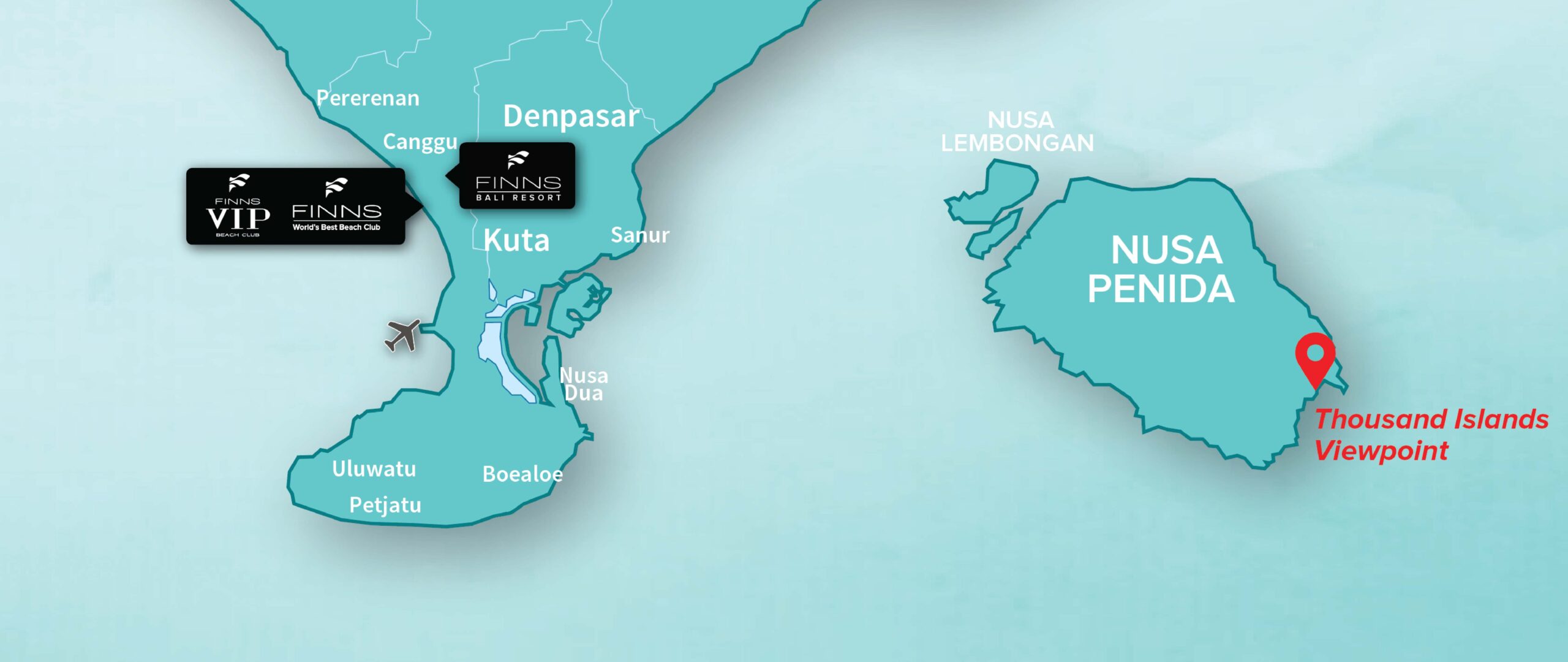 Thousand Islands View point FINNS BALI MAP