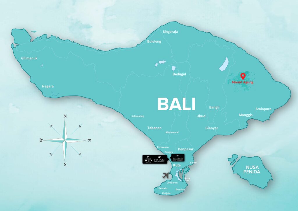 Mount Agung FINNS BALI MAP