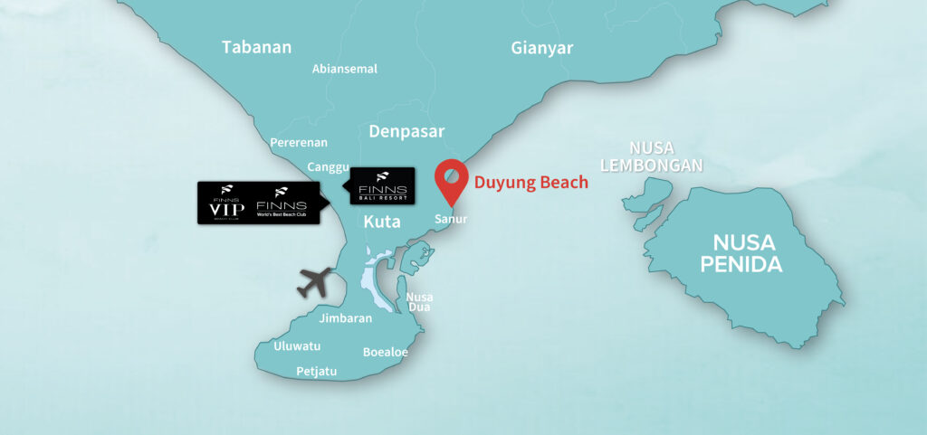 Duyung Beach FINNS BALI MAP