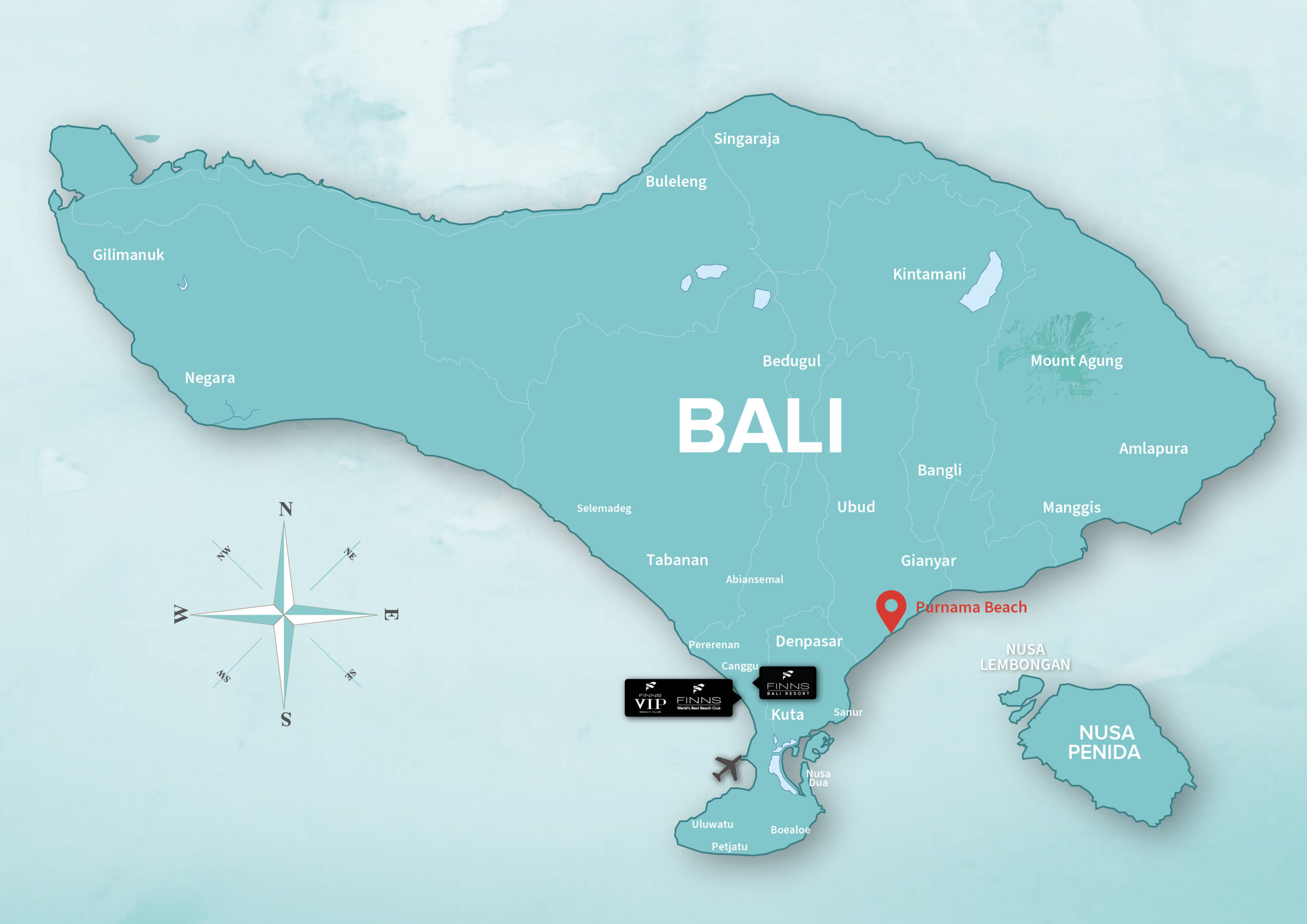 Purnama Beach FINNS BALI MAP