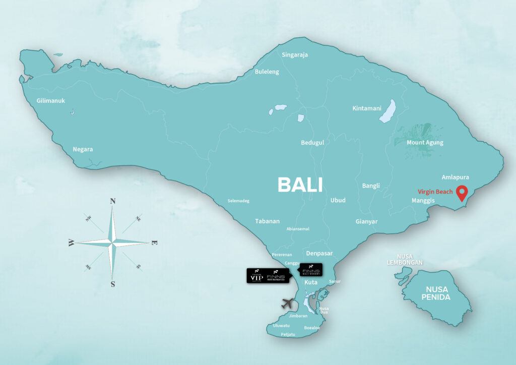Virgin Beach FINNS BALI MAP