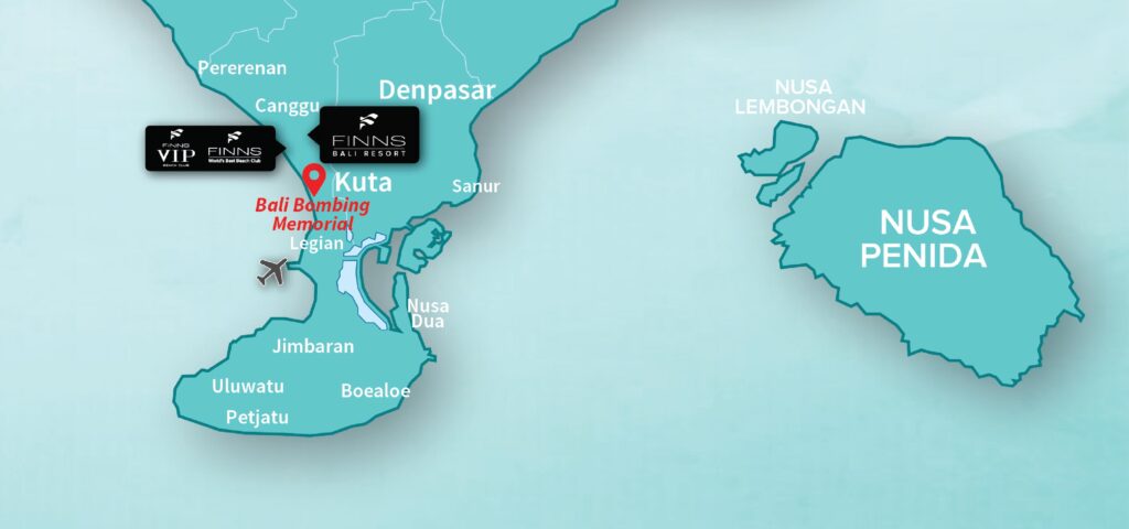 BALI BOM MEMORIAL LEGIAN FINNS BALI MAP