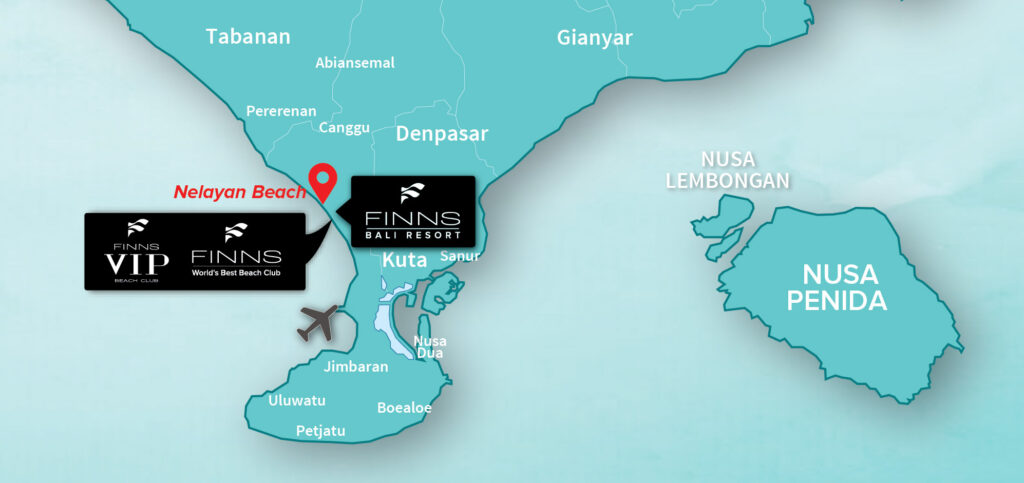Nelayan Beach FINNS BALI MAP (1)