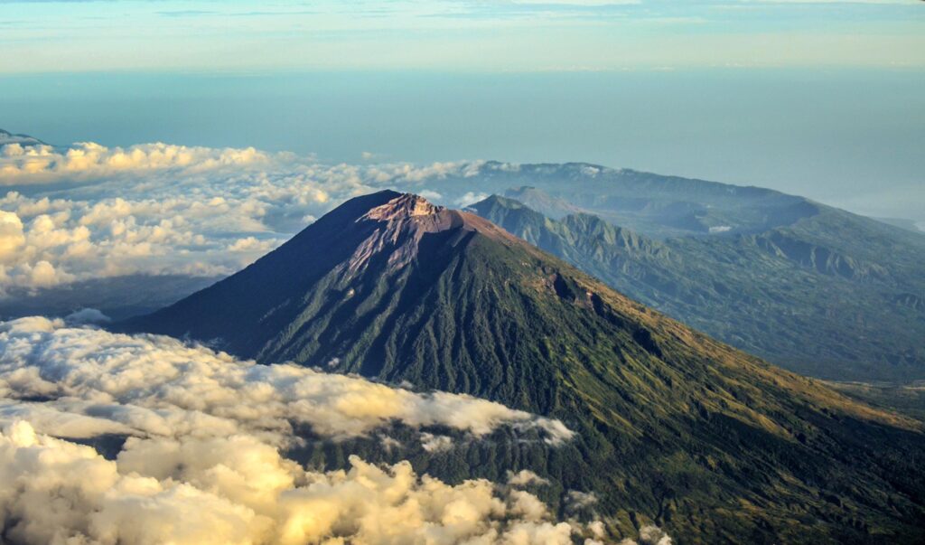 Mount Agung as Seen from Airplane Window
